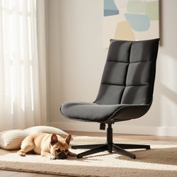 Homy Casa LUCKS 26" Gray Fabric Swivel Lounge Chair for Living Room, Bedroom & Home Office Open Box