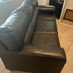Brown Leather looking (polyester) Sofa