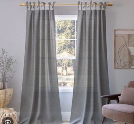 Grey tie pole Curtains