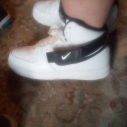 Size 12 High Top Black And White Air Force 1's