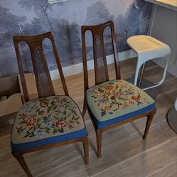 Set of 2 vintage drexel cane back chairs Mid 20th Century mcm