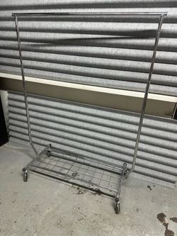 Clothes Rack with Wheels, Heavy Duty Clothing Garment Rack
