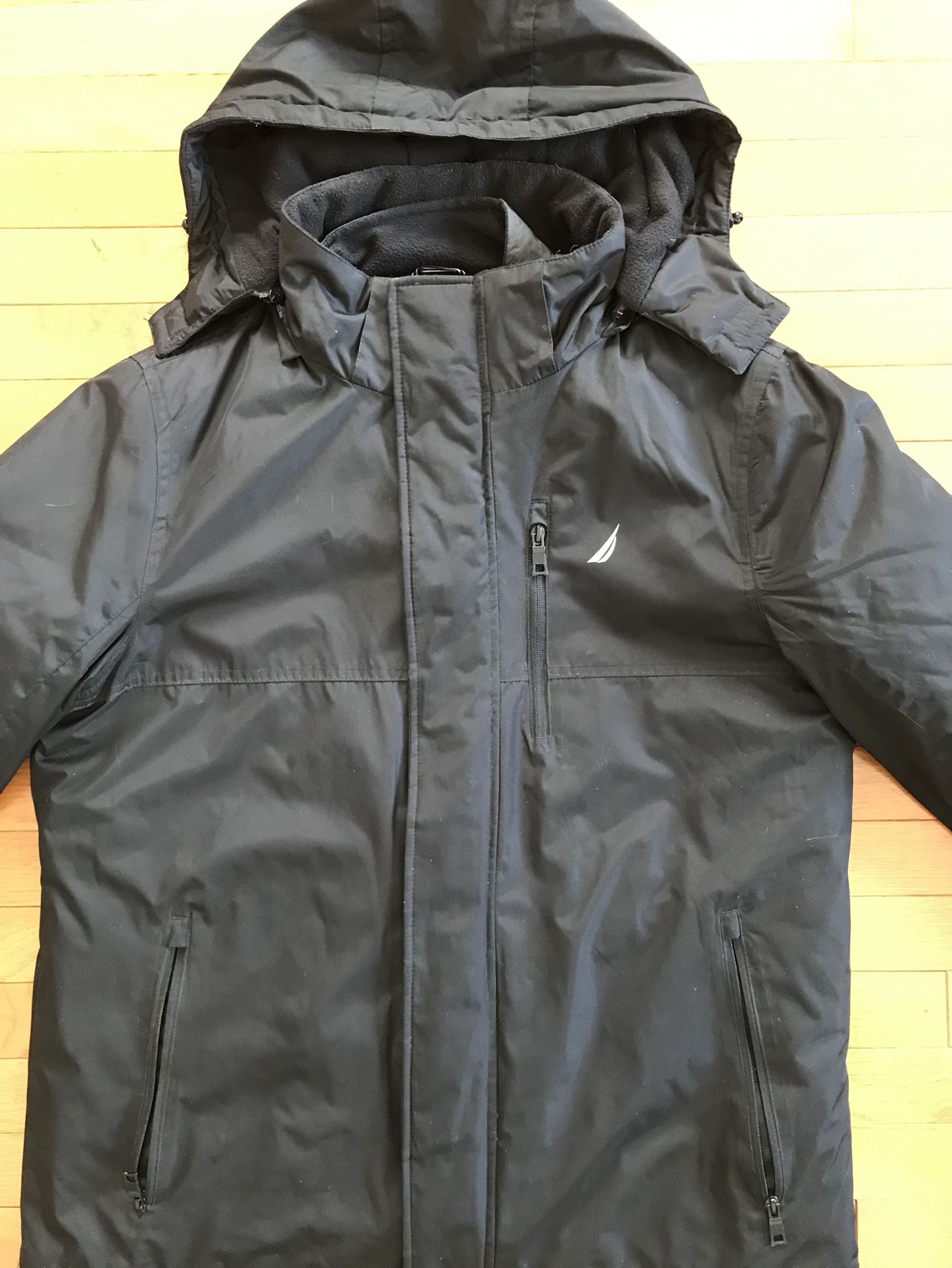 Men's Black NAUTICA Hooded Jacket/Parka size MEDIUM