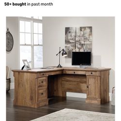 Sauder Palladia L-Shaped Desk (Vintage Oak) – Retail $660+