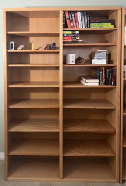 Tall Wood Bookcase with Adjustable Shelves