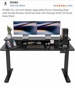 FEZIBO 55x24 Electric Height Adjustable Standing Desk Black