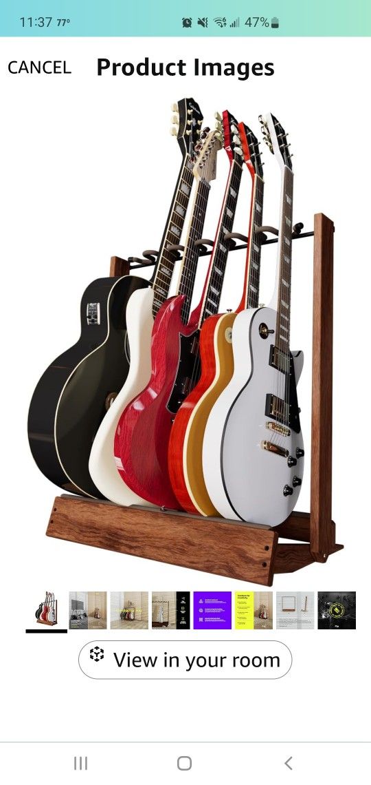 Guitar Stand, Multi Guitar Rack for Acoustic, Electric, Bass Guitars, Hand Welded Steel & Black Walnut Hardwood, Padded Guitar Holders, Guitar Stands