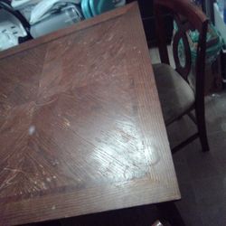 Solid Cherry Wood Kitchen Table And Two Chairs 