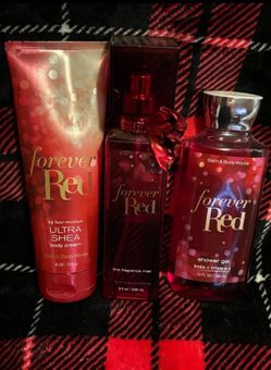 Bath & Body Works: Forever Red, Fine Fragrance Mist, Body Cream & Body Wash.