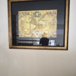 Beautiful Ans Rare Gold Leaf Map Portrait. 1 Of A Kind