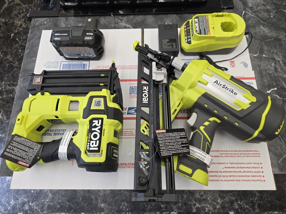 Ryobi NAIL GUN 18G AND 15G , Battery & Charger COMBO SET