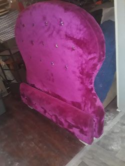 Twin Size Plush Velvet Headboard And Footboard Jeweled