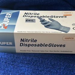 ESuper- Blue Nitrile Exam Gloves 4 Mil  (100 Gloves/box )And (10boxes/Case)
