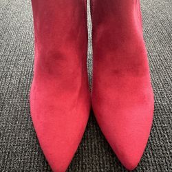 Red Ankle Boots With Red Crystals 