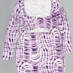 💜 PrettyLittleThing Purple Swirl Cut-Out Mini Dress (Pre-Owned) 💜