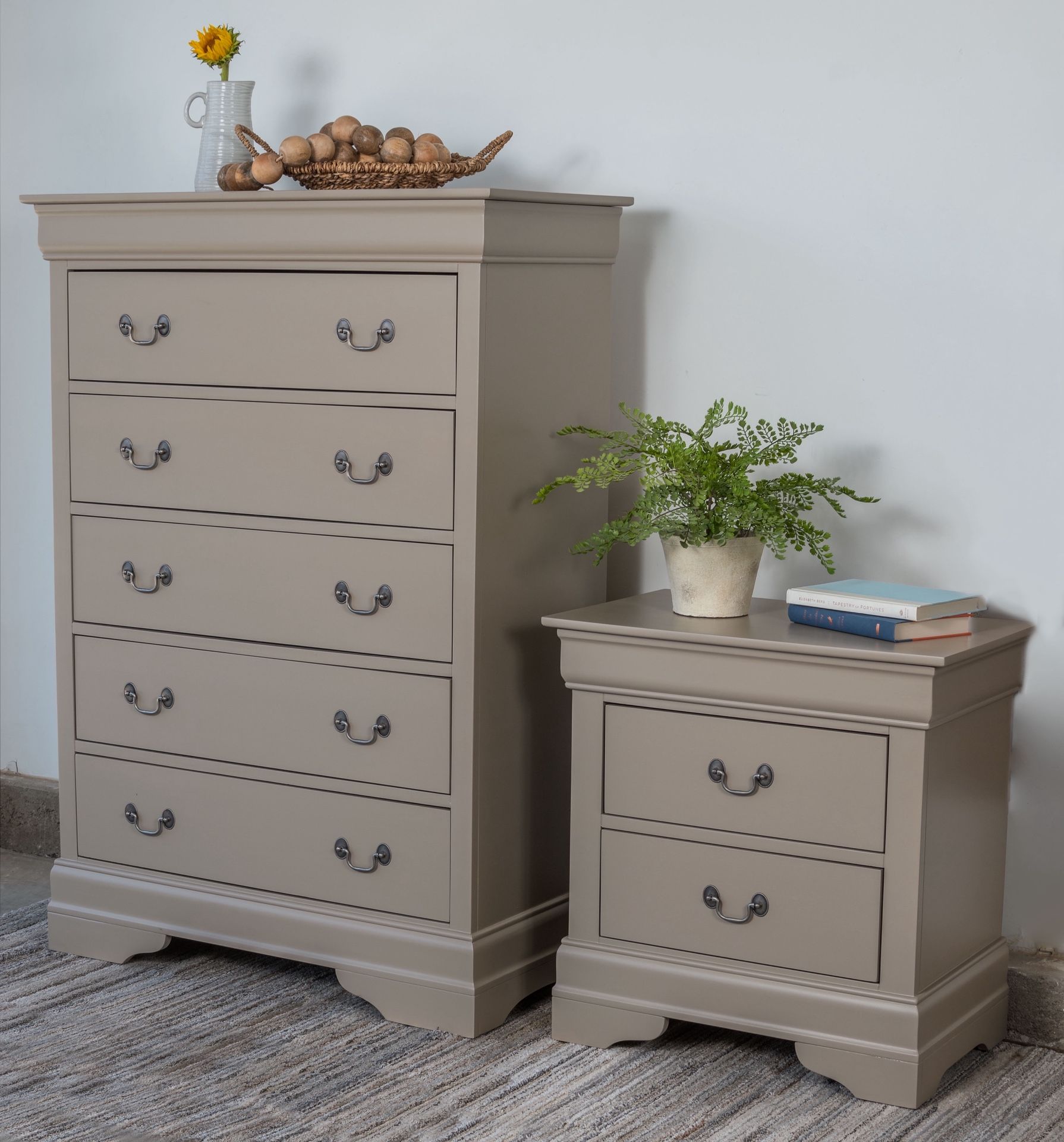 Newly Refinished, Dresser, Nightstand, And Large Mirror