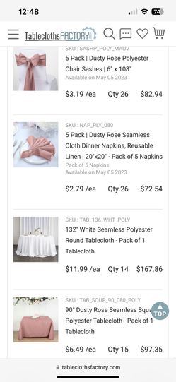 132 In Round Tablecloths