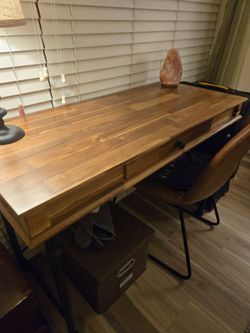 Wood Desk with Chair.