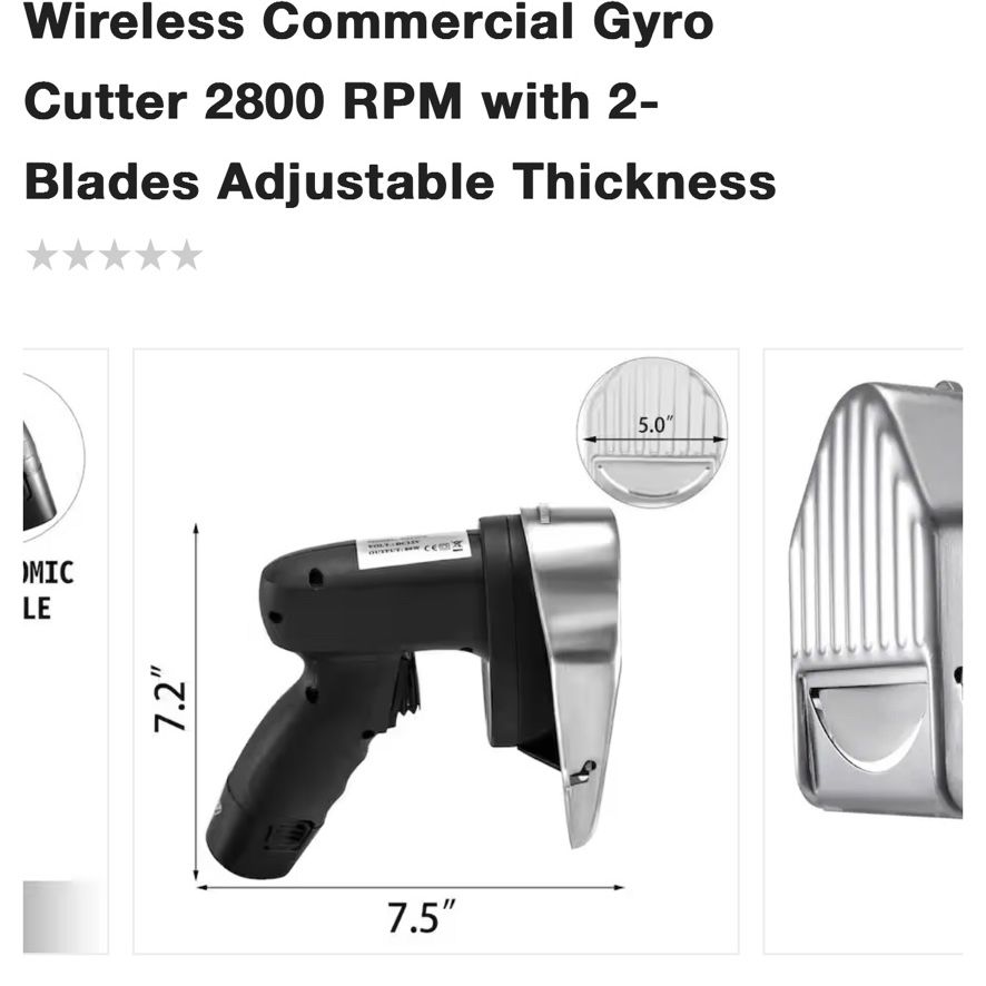 Turkish Kebab Slicer Stainless Wireless Commercial Gyro Cutter 2800 RPM  with 2-Blades Adjustable Thickness for Sale in Ontario, CA - OfferUp