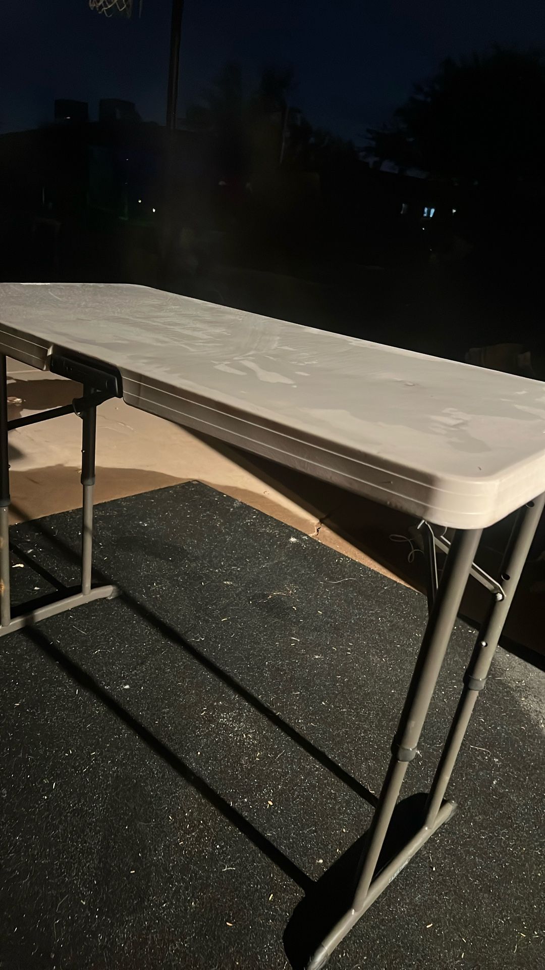 Lifetime White Plastic Adjustable Height Folding Utility Table Available On (white Indoor Or Outdoor Heavy Duty With Handle