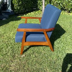 Mid Century Style Solid Wood And Fabric Chair