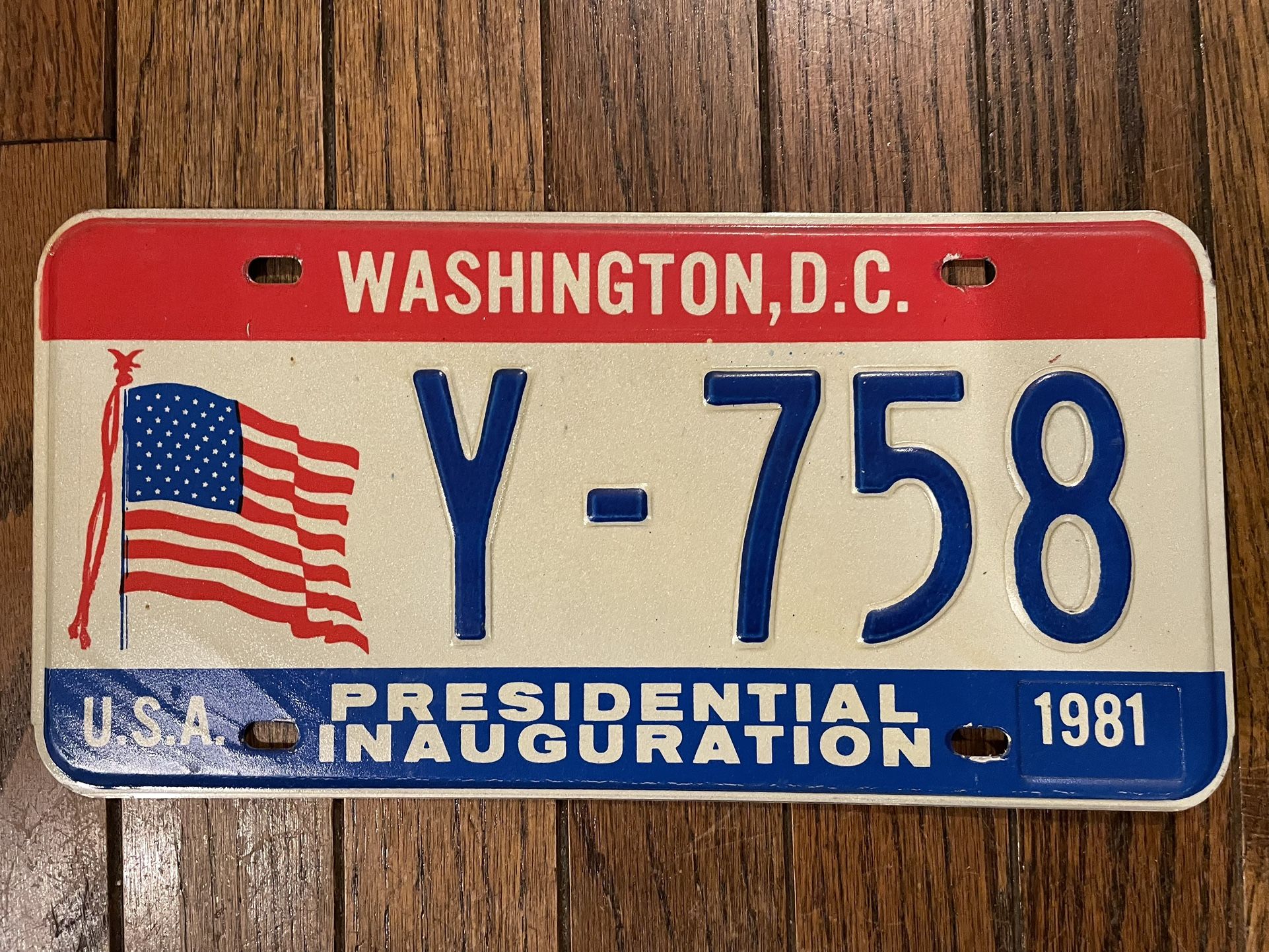 1981 Washington DC Reagan Presidential Inaugural License Plate