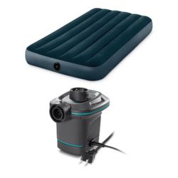 Intex 10" Standard Dura-Beam Airbed Mattress and  Intex 120V Electric Pump