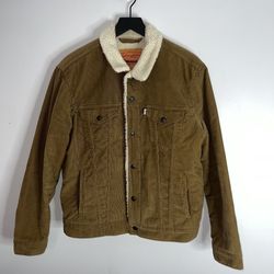 Levi’s Trucker Sherpa Corduroy Jacket Mens Medium Brown