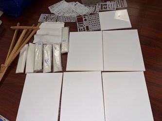 Kids Art & Painting Set – Easel, Canvases & Stencils