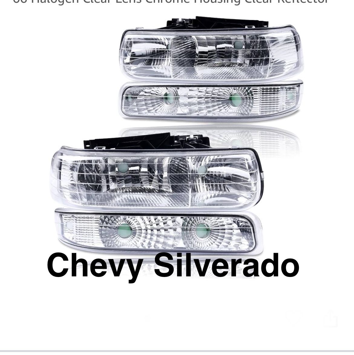 Set Of Headlights And Turn Signal Lamps Chrome Housing Clear Lens 