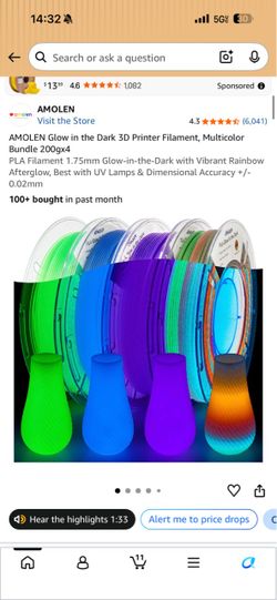 AMOLEN glow in the dark  printer filament