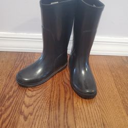 Columbia Rain Boots Youth 1 Mid Calf YY1162 010 Black Rubber Pull On