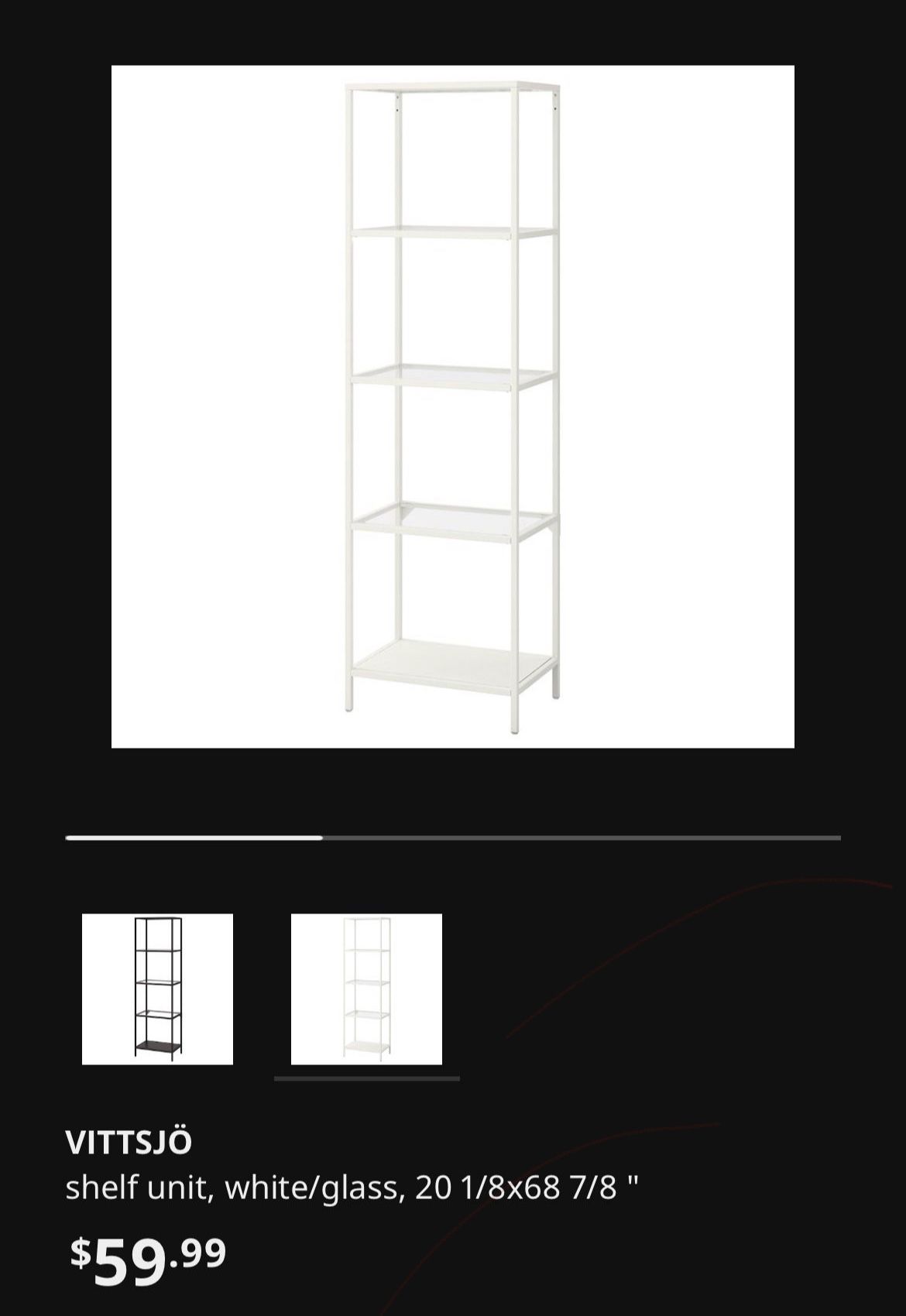 Ikea Vittsjo shelf unit (white)