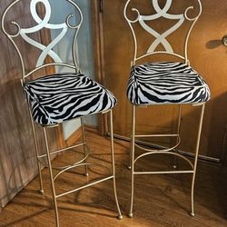 X2 Zebra and Gold Bar Stools