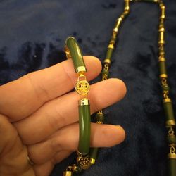 Jade Necklace And Bracelet