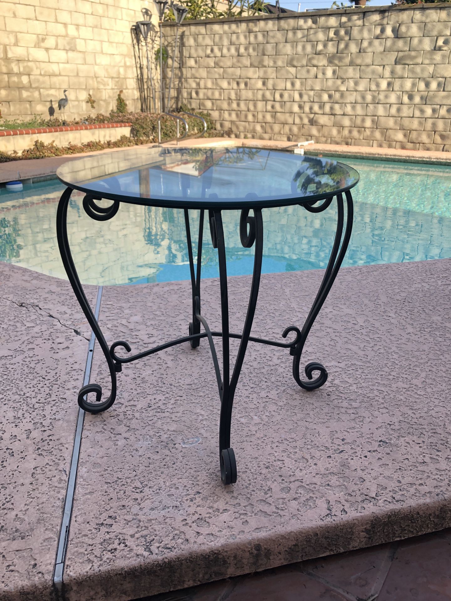 Antique Rod Iron Glass Table
