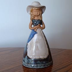 Vintage Ceramic Girl Bell Figurine 