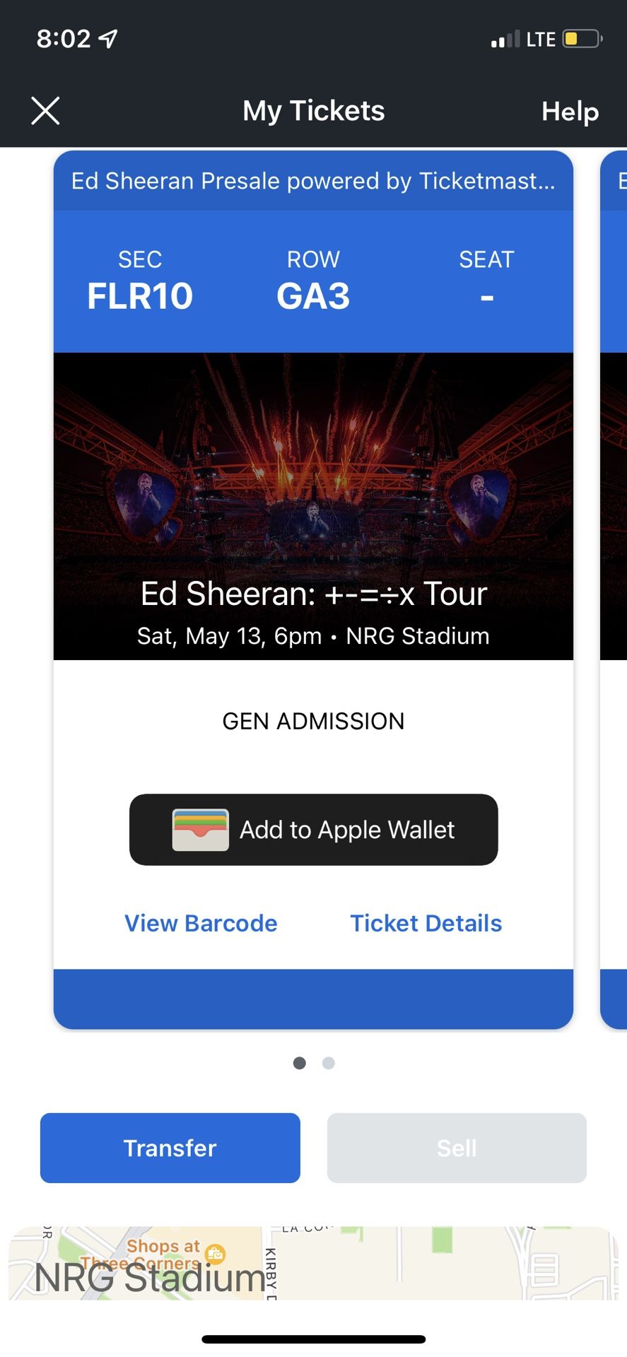 2- Ed Sheeran Floor tickets