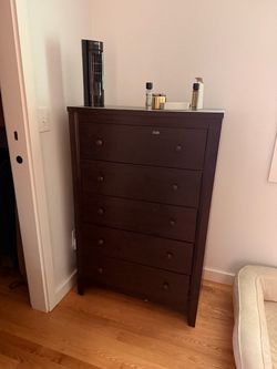 Dark Brown 5-Drawer Tall Dresser