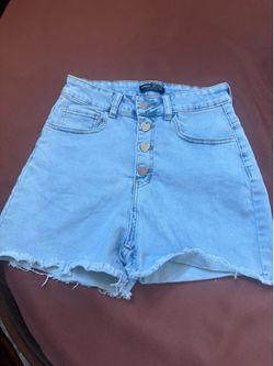 SHEIN denim shorts with heart buttons women size S
