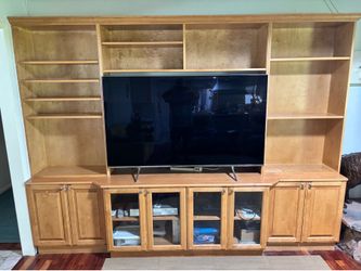 Large Wood Entertainment Center Wall Unit