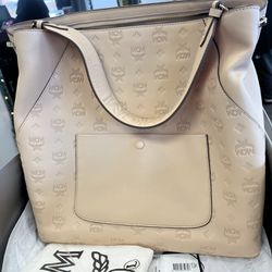 Large MCM Tan Handbag W/dust Bag