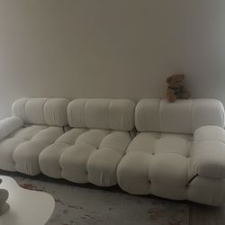 American Home Sofa White Boucle 3+ Seater Sofa