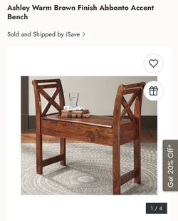Ashley Warm Brown Finish Abbonto Accent Bench