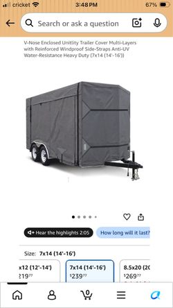 GEARFLAG V-Noise Enclosed Trailer Cover Heavy Duty Multi-Layer 7X14 (14-16’) NEW!
