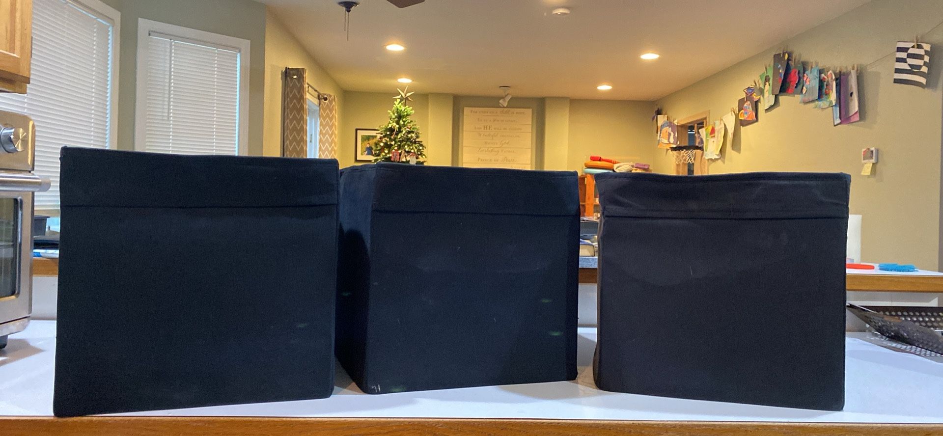 3 ikea collapsible fabric storage cubes-black