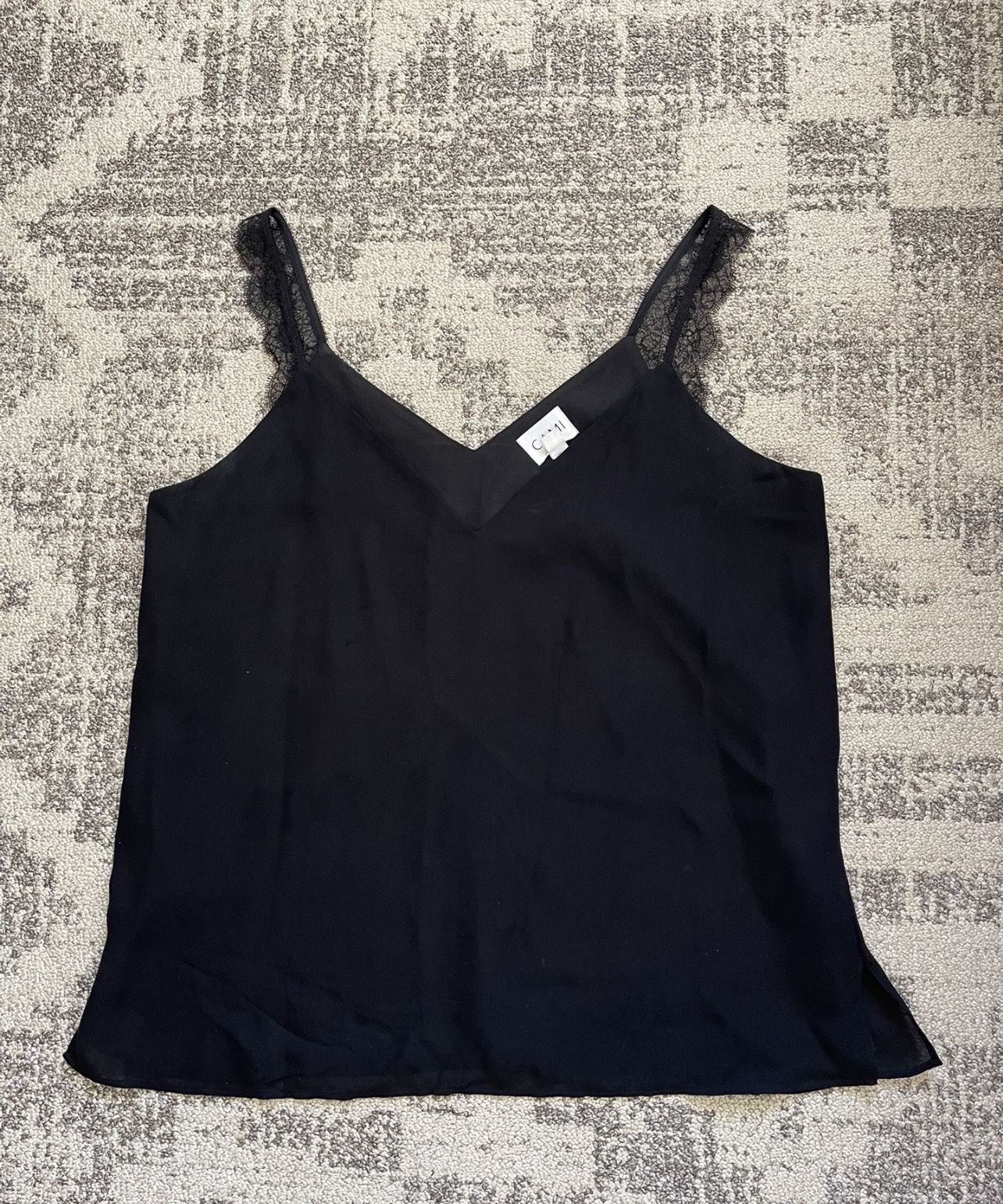 CAMI NYC Lace Silk Black Camisole Size Large