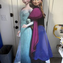 Elsa & Anna Life Size Cardboard Cutout Standup For Birthday Party
