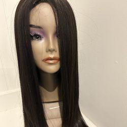 Natural Brown Long Half Wig