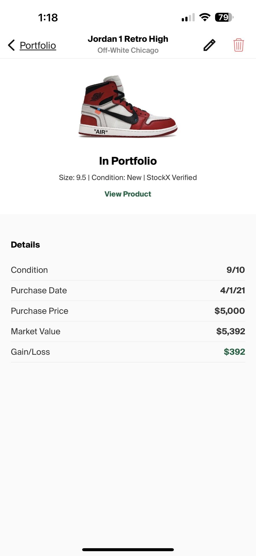 Receipt Stockx Jubilee Off White 1s